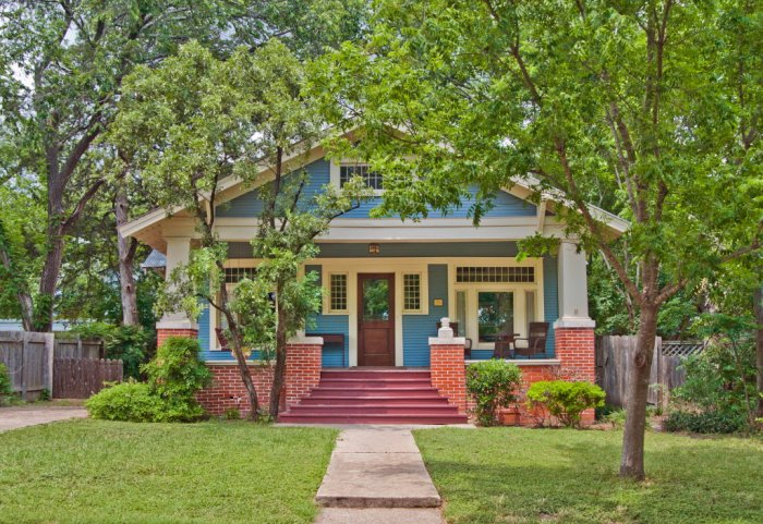 A Craftsman-style bungalow home. Craftsman bungalow home in Austin, Texas
